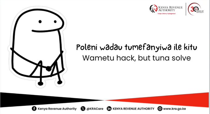 An image of a poster shared by KRA Indicating their account was hacked 