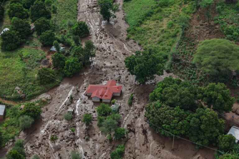 An aerial view of the landslide in Marakwet East