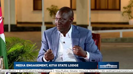 President William Ruto attending a joint interview with local media stations in Kitui on November 13,2025